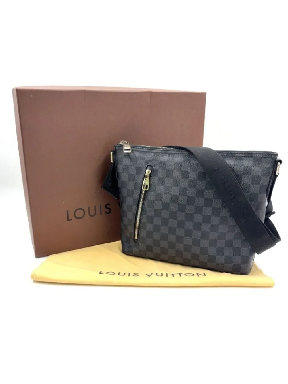 Louis Vuitton Mick PM Damier Graphite Leather Black Shoulder Bag Silver
